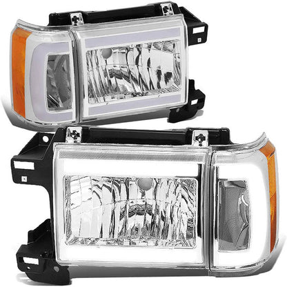 Faros delanteros LED DRL negros para Ford F150 1987-1991 
