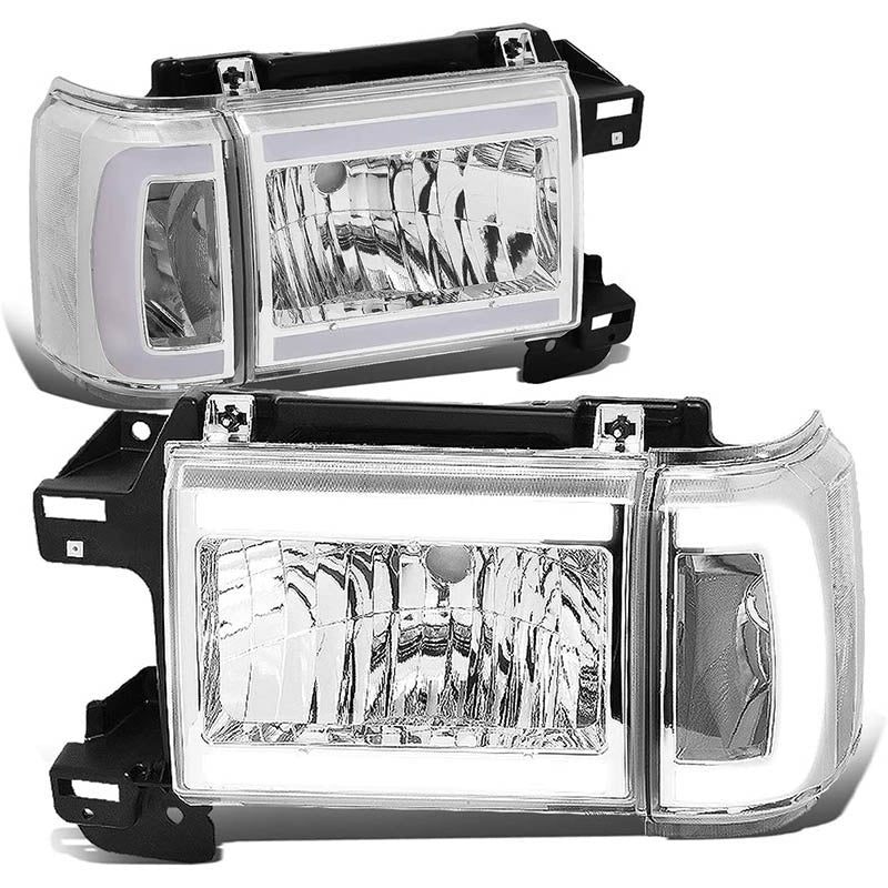 Faros delanteros LED DRL negros para Ford F150 1987-1991 