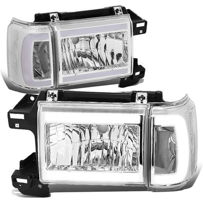 Faros delanteros LED DRL negros para Ford F150 1987-1991 