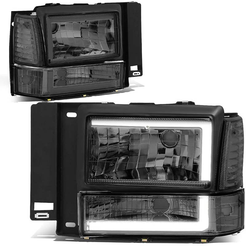 1991-1994 Ford Explorer LED DRL Black Aftermarket Headlights