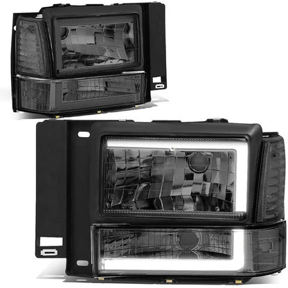 1991-1994 Ford Explorer LED DRL Black Aftermarket Headlights