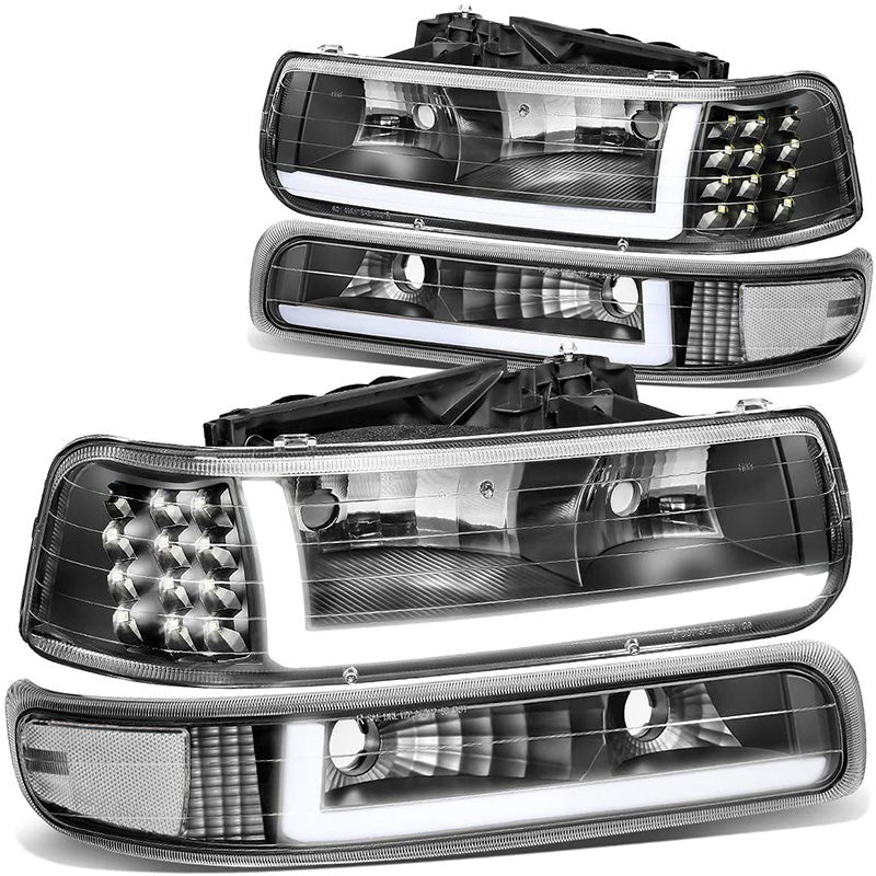 Faros delanteros ahumados LED para Chevy Silverado 1999-2002 
