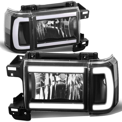 1987-1991 Ford F150 LED DRL Black Aftermarket Headlights