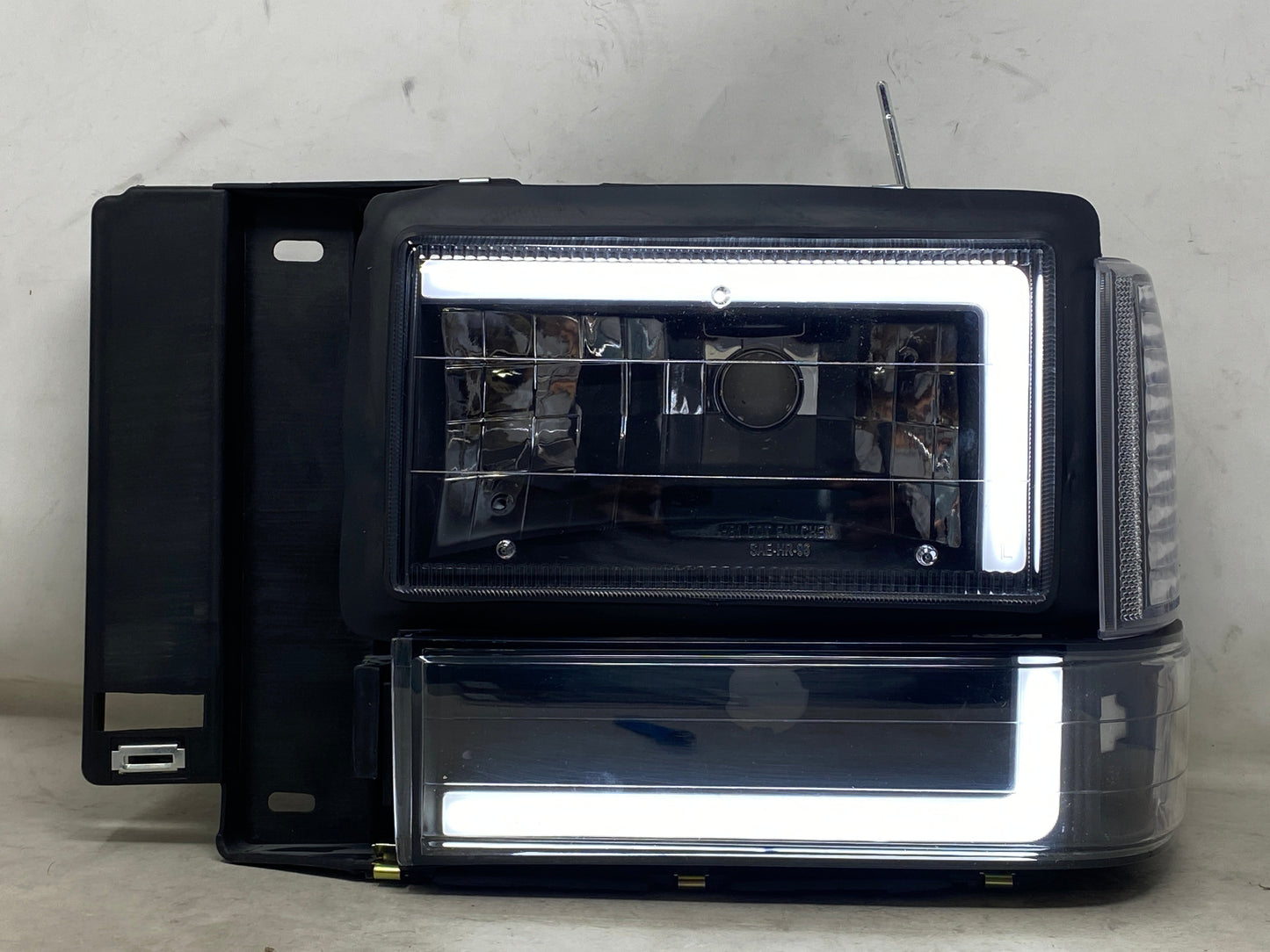 1991-1994 Ford Explorer LED DRL Black Aftermarket Headlights